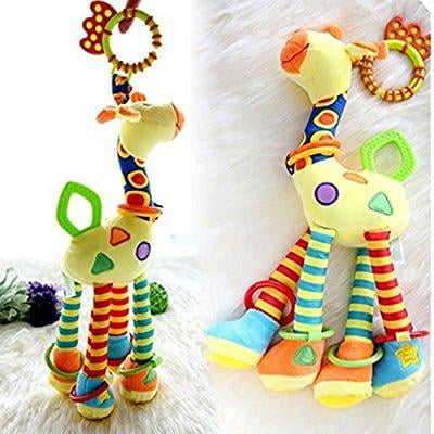 Infant Baby Development Soft Giraffe Animal Handbells Rattles Handle Toys